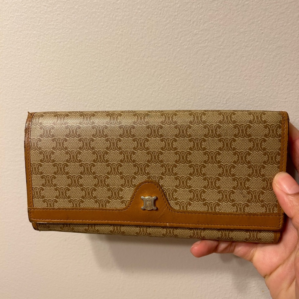 Celine long wallet macadam beige PVC x leather